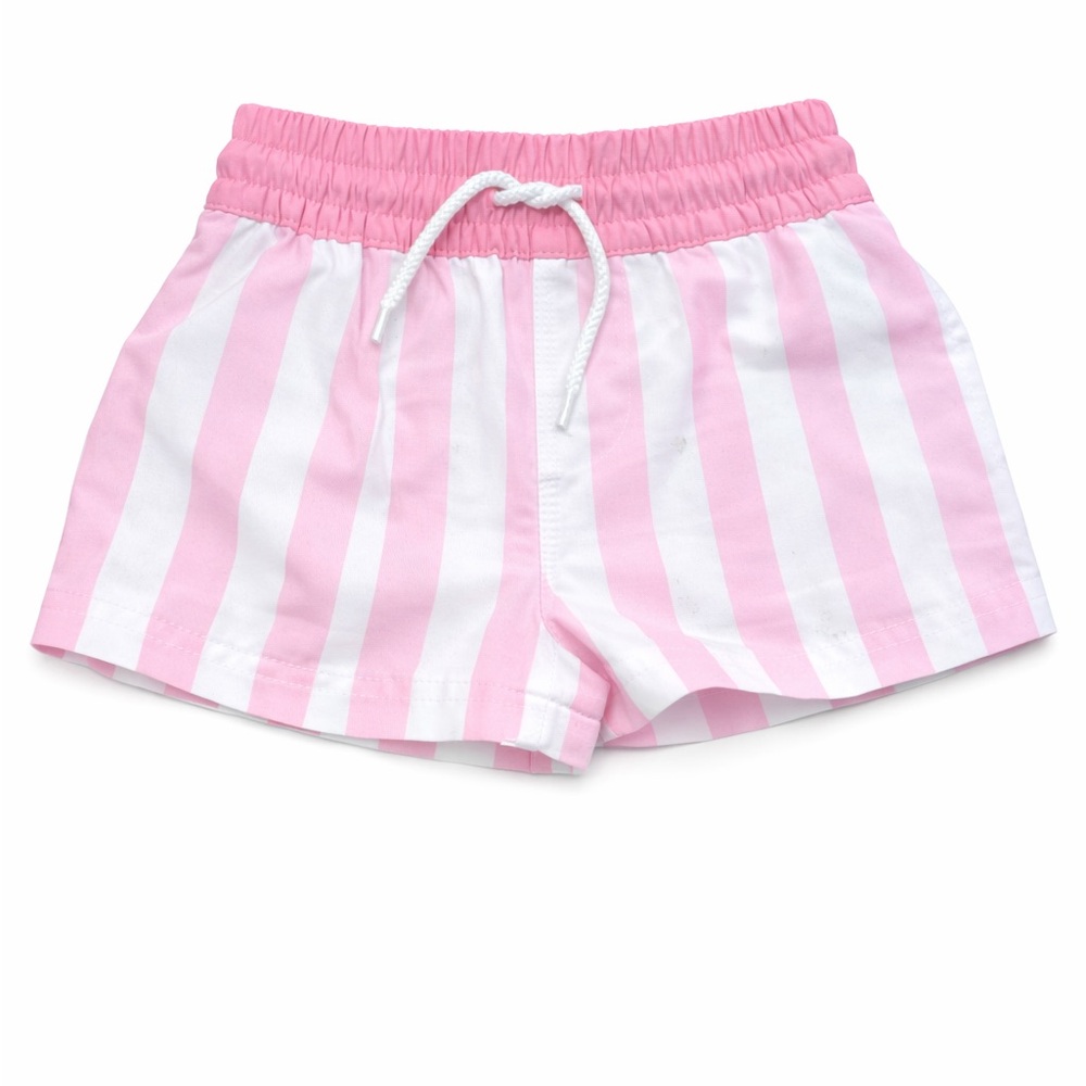 The Beaufort Bonnet Company Pink and White Infant Swim Shorts